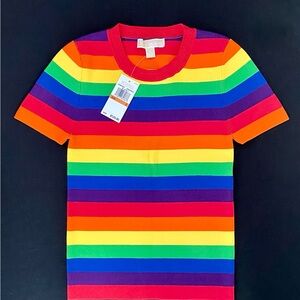 Michael Kors Vibrant Rainbow Striped Tee